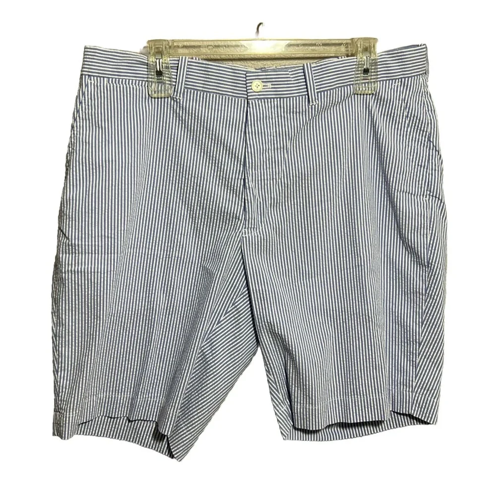 Polo Ralph Lauren Shorts Mens 36 Blue White Stripe Seersucker Casual